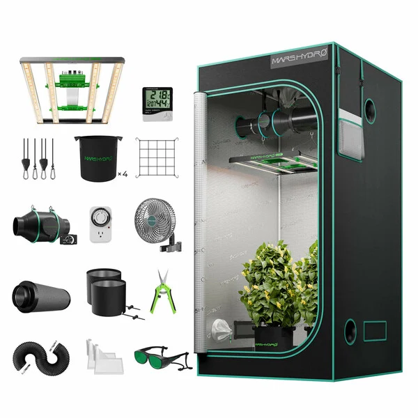🌿 Mars Hydro 100 × 100 × 180 cm | Komplettes Grow-Zelt mit LED FC 3000-EVO