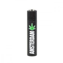 Clipper Feuerzeug aus Metall - "Amsterdam Leaf" - Schwarz