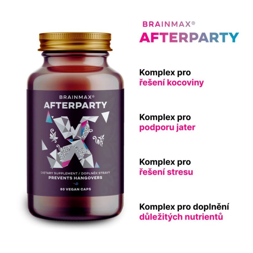 AFTERPARTY | Bojovník za rána bez těžkých kocovin! - BrainMax | 80 rostlinných kapslí