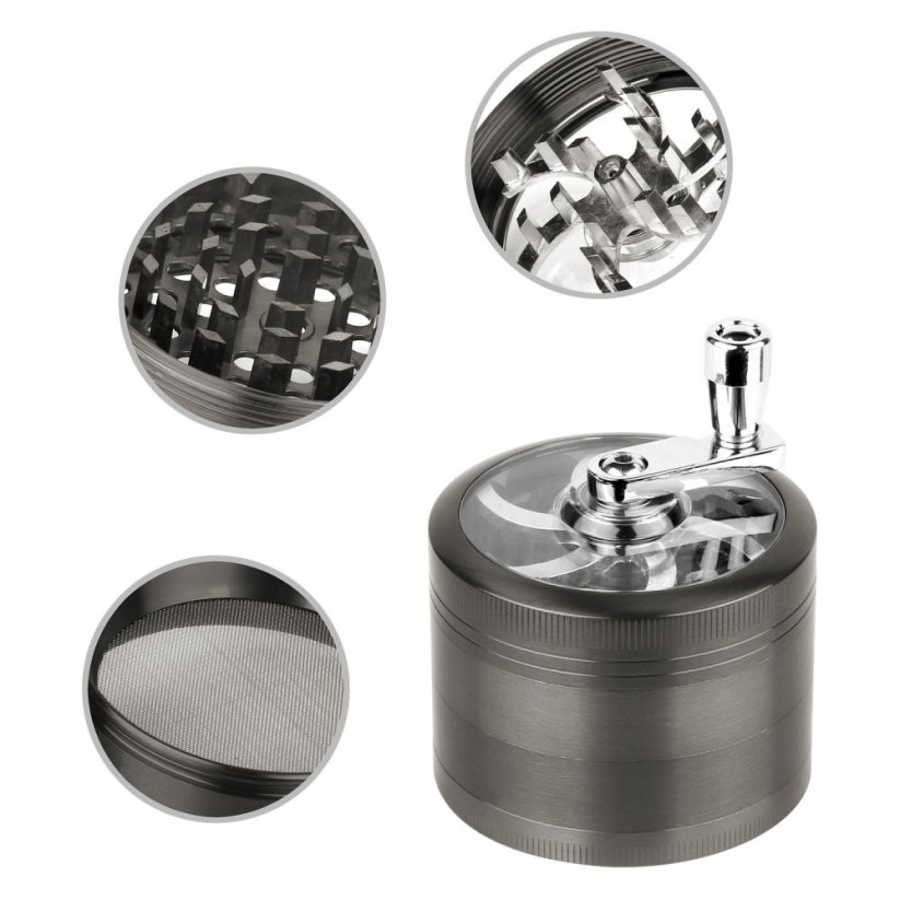 Kovová drtička s klikou - 4 části - 60 mm