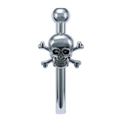 šnupacia trubička na tabak - lebka - strieborná