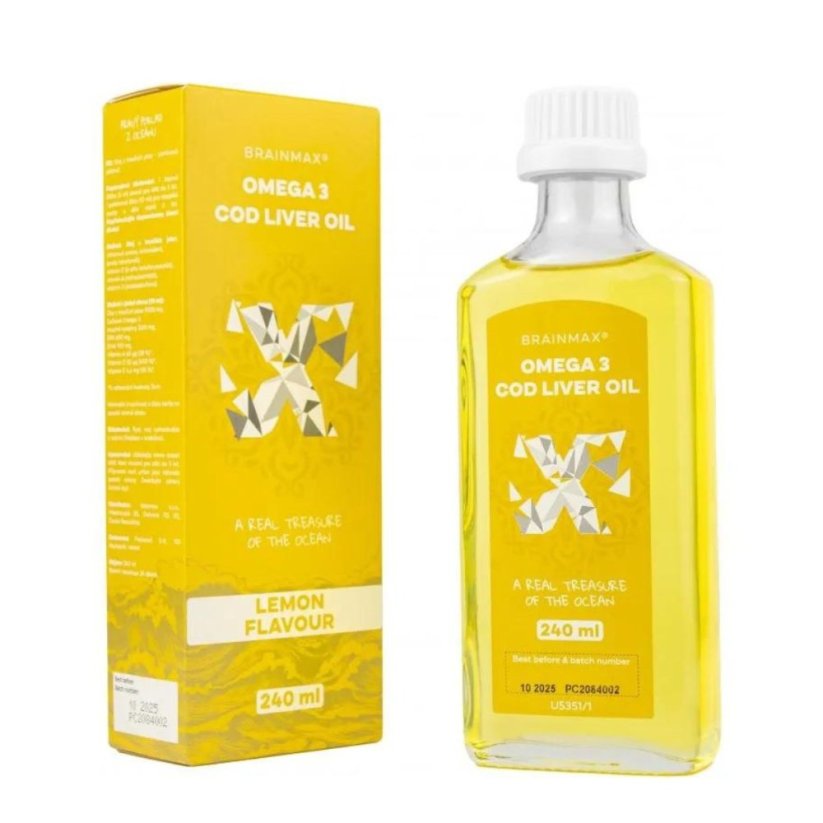 BrainMax Omega 3 | Lebertran - Zitrone | 24 Portionen - 240 ml