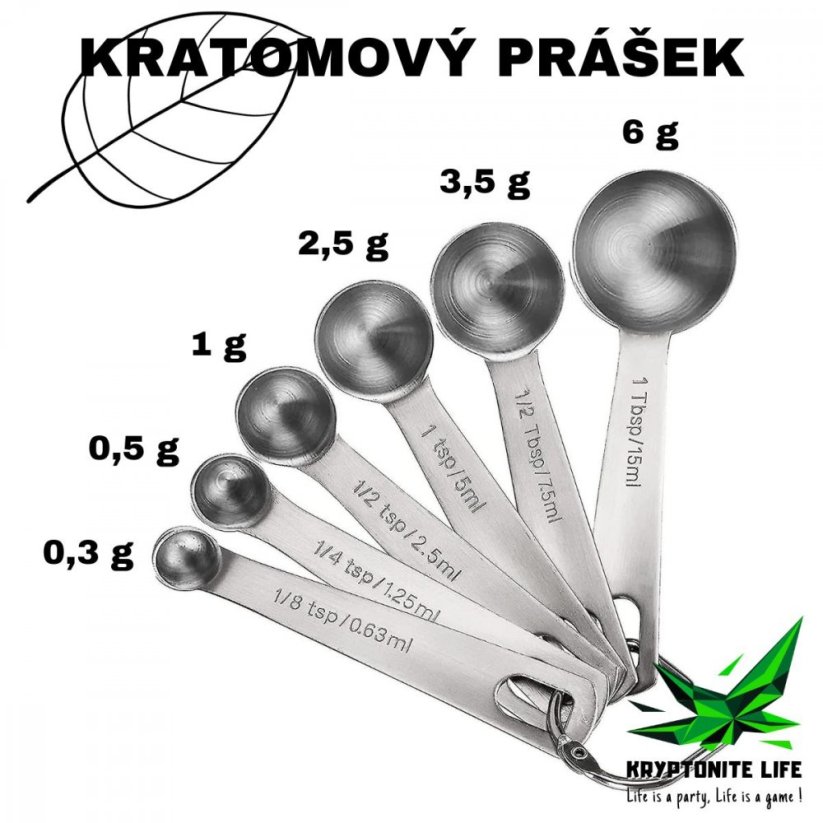 Kovová odměrka na kratom a bylinky