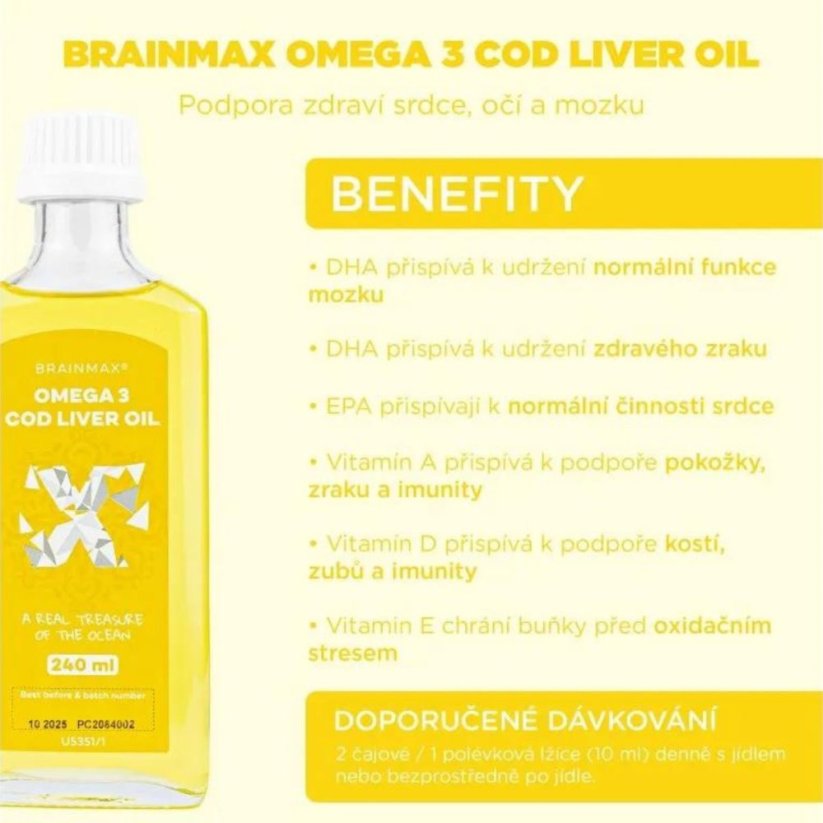 BrainMax Omega 3 | Lebertran - Zitrone | 24 Portionen - 240 ml