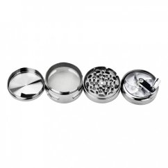 Kovová drtička s klikou - Stříbrná - 4 části - 60 mm