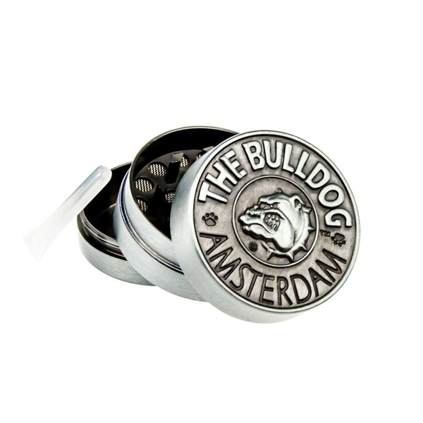 The Bulldog - kovová drvička Silver - 3 časti - 40 mm