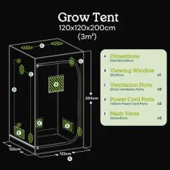 Mars Hydro 120×120×200 Pěstitelský stan (FC 4800 LED Grow Tent Kit)