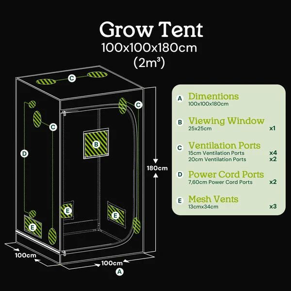 Mars Hydro 100×100×180 Pestovateľský stan (FC 3000 LED Grow Tent Kit)