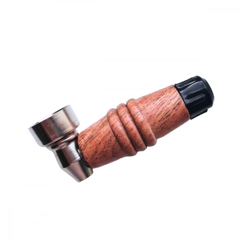 Kovová šlukovka zalomená s dřevěným úchytem – 6,5 cm