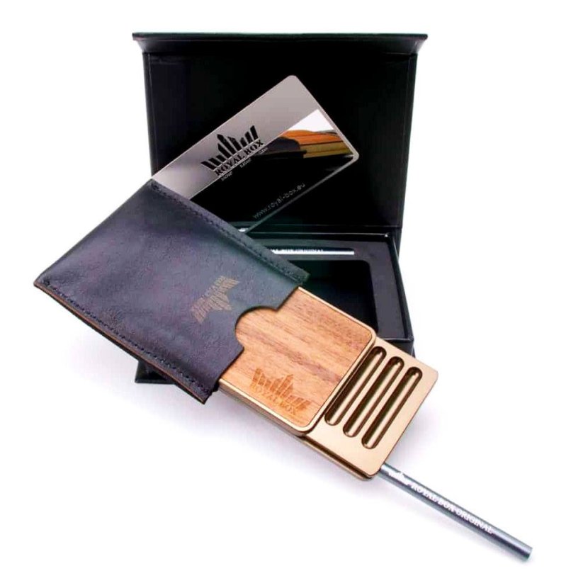 Royal Box AMERICAN WALNUT Olive Brown – Luxusní šňupací sada s dřevěným akcentem